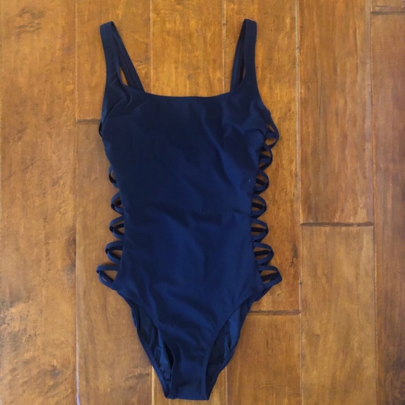 Tory Burch Navy Lace-Up Tank One Piece Swimsuit XS - Picture 2 of 11